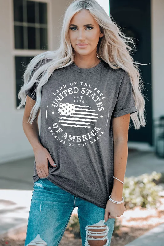Weekend Offers That Amaze US Flag Graphic Short Sleeve Tee