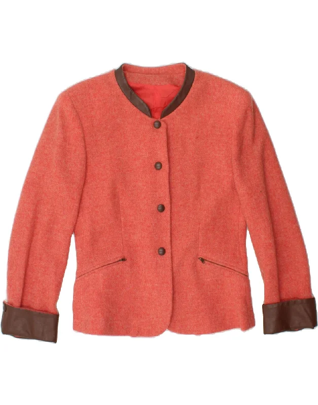 Weekend Bargains to Cherish VINTAGE Womens 4 Button 3/4 Sleeve Blazer Jacket UK 14 Medium Orange Wool Weekend Bargains to Cherish VINTAGE Womens 4 Button 3/4 Sleeve Blazer Jacket UK 14 Medium Orange Wool