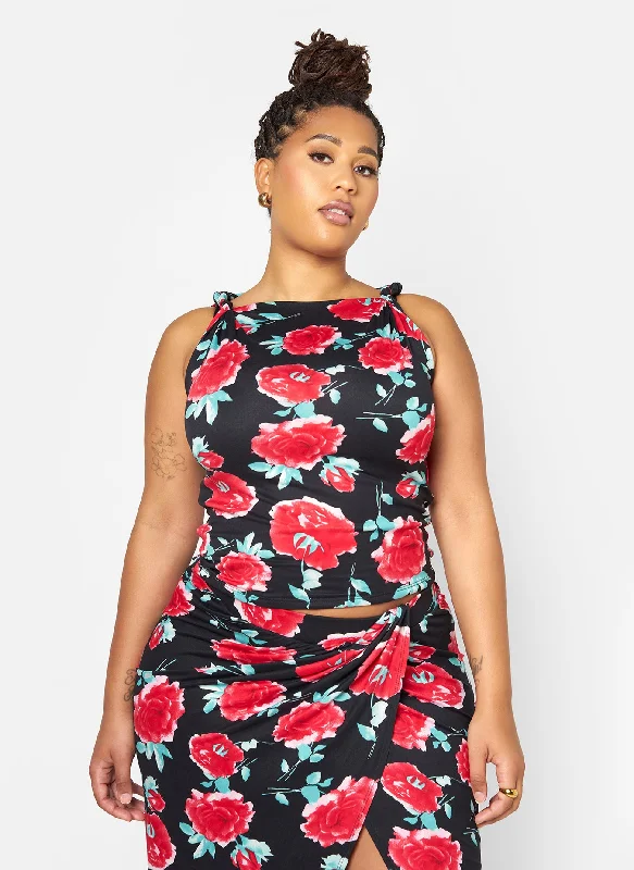 Weekend Discounts to Delight Abigail Floral Knotted Strap Top