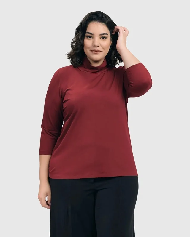 One-Day Only Essential Mockneck Top, Plum