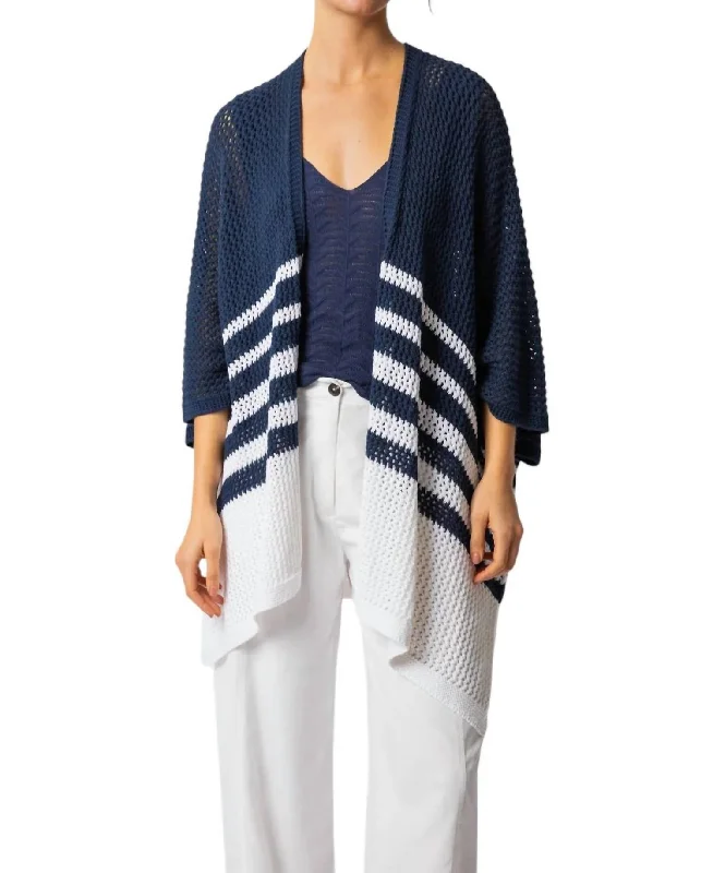 Weekend Flash Sale Striped Knit Jacket In Navy/white