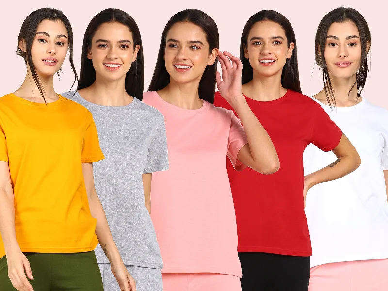 Weekend Deals That Sparkle Young Trendz Womens Regular Fit Combo Solid Tshirt