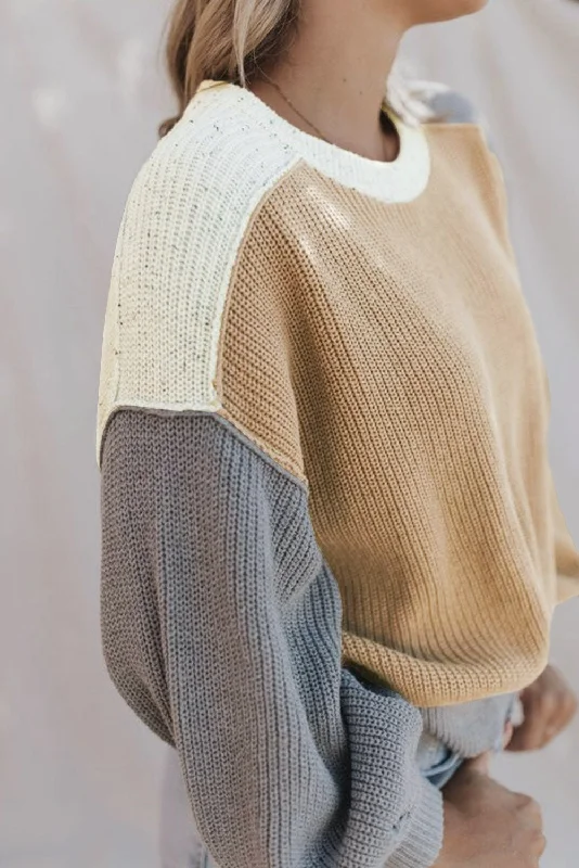 Unmissable Sale Multicolor Patchwork Loose Fit Chunky Knit Sweater