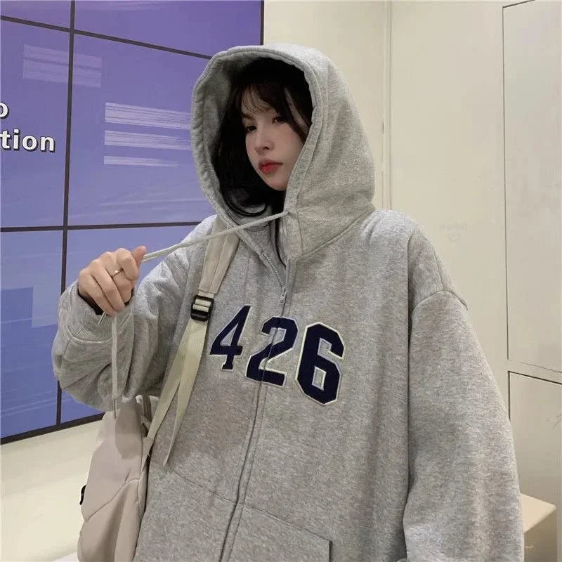 Unmissable Offer 2024 Autumn Winter Oversized Solid Zip Up Hoodie