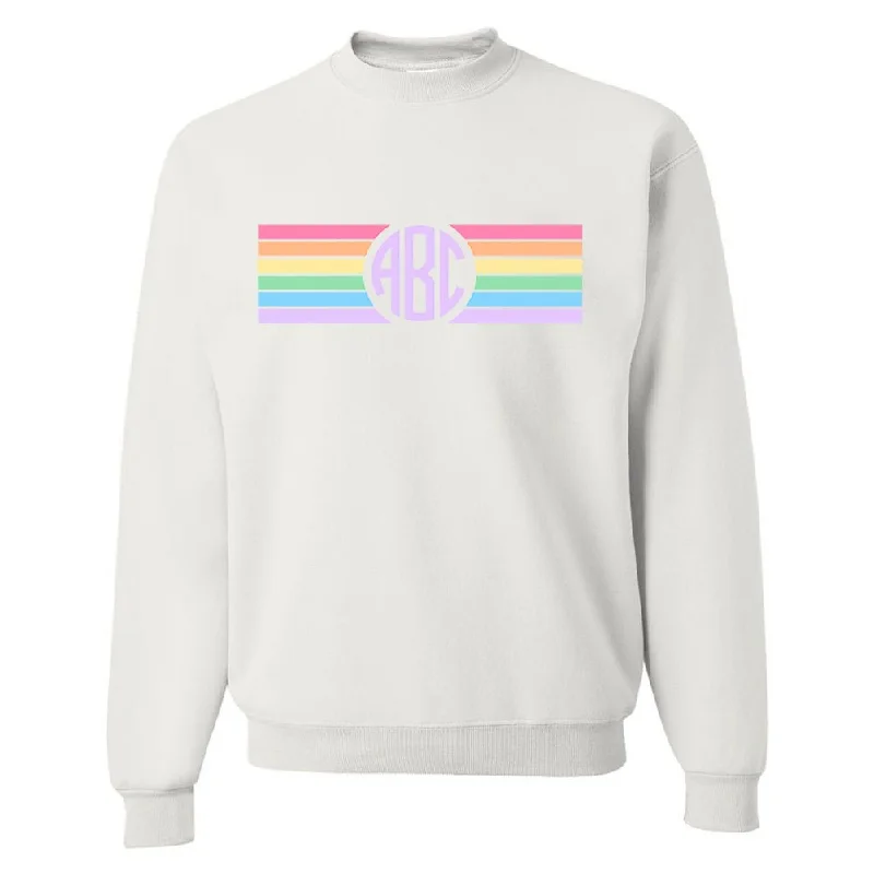 Super Sale Monogrammed 'Rainbow Striped' Crewneck Sweatshirt