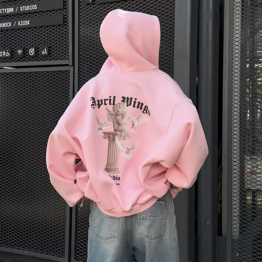 Weekend Savings Extravaganza Angel Print Graphic Loose High Street Hoodie