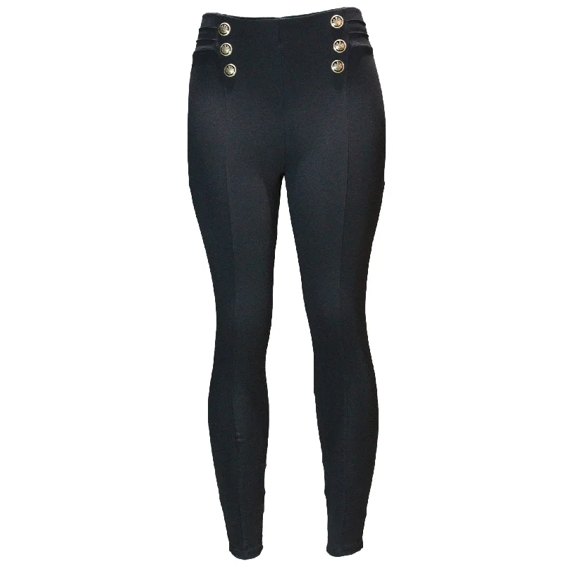 Now or Never Black Leggings With Buttons