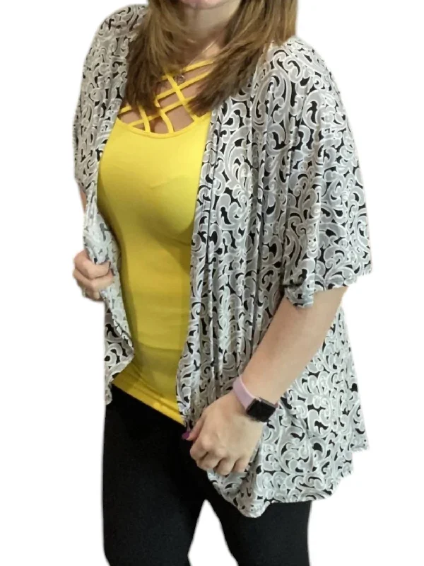 Bonus Savings Art Deco Swirl Cardigan In White