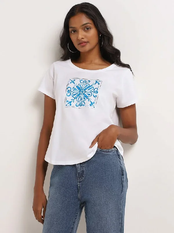 Don't Wait LOV White Printed Cotton T-Shirt