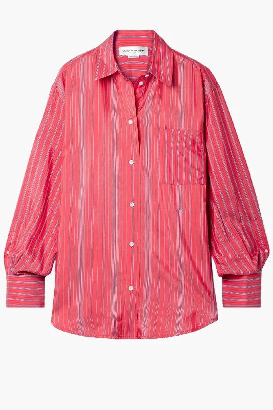 Today’s Special Victoria Beckham Cuff Detail Oversized Shirt - Chilli/ Dark Red/ Powder Blue