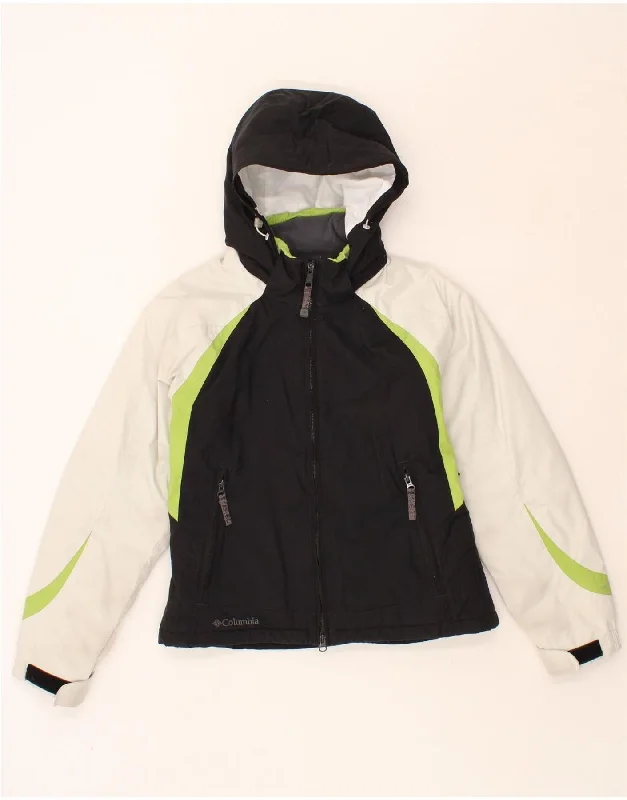 Final Clearance COLUMBIA Womens Hooded Windbreaker Jacket UK 14 Medium Black Colourblock Final Clearance COLUMBIA Womens Hooded Windbreaker Jacket UK 14 Medium Black Colourblock