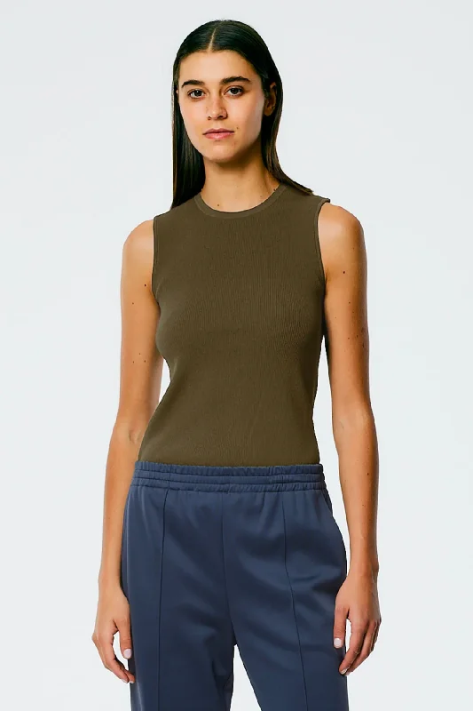 Midnight Sale Tibi Giselle Circle Open Back Tank - Wood