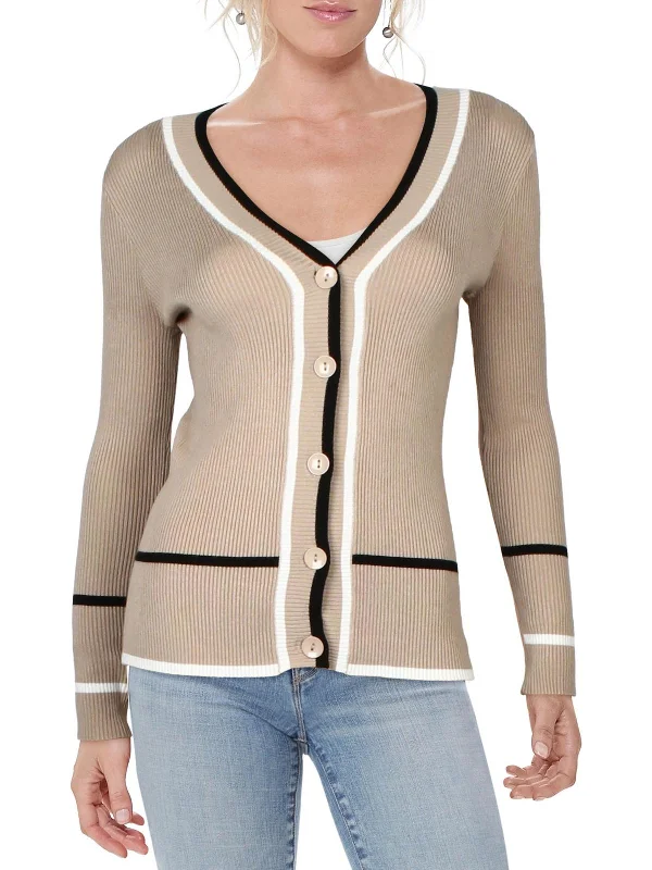 Super Deal Womens Knit Ribbed Cardigan Sweater