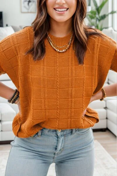 Massive Deals Round Neck Cap Sleeve Sweater