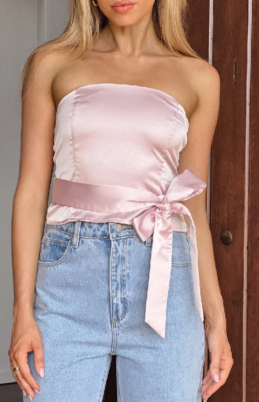 Price Drop Satin Diva Pink Crop Top