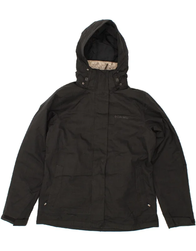 Daily Deals COLUMBIA Womens Hooded Windbreaker Jacket UK 14 Medium Black Polyester