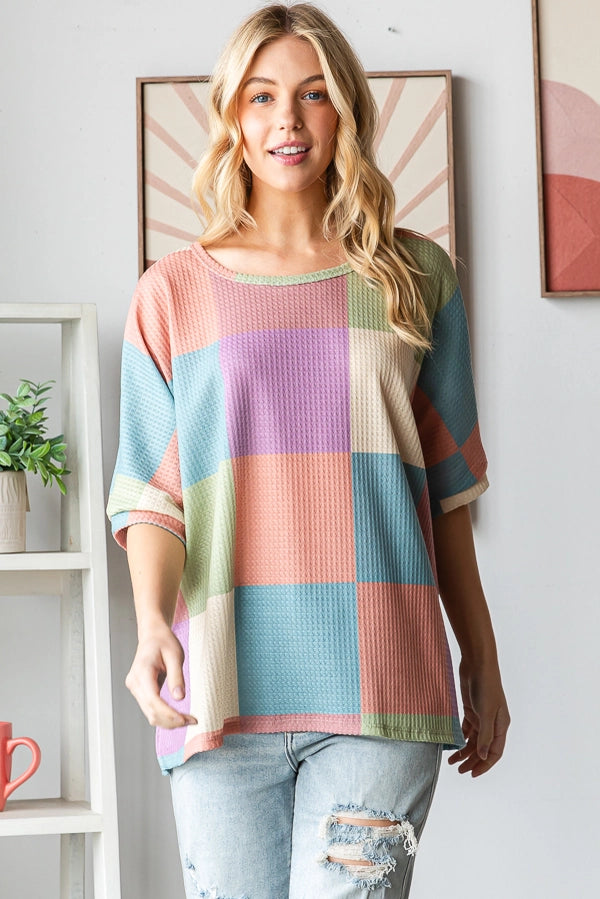 Year-End Clearance Abby Checkered Oversized Top