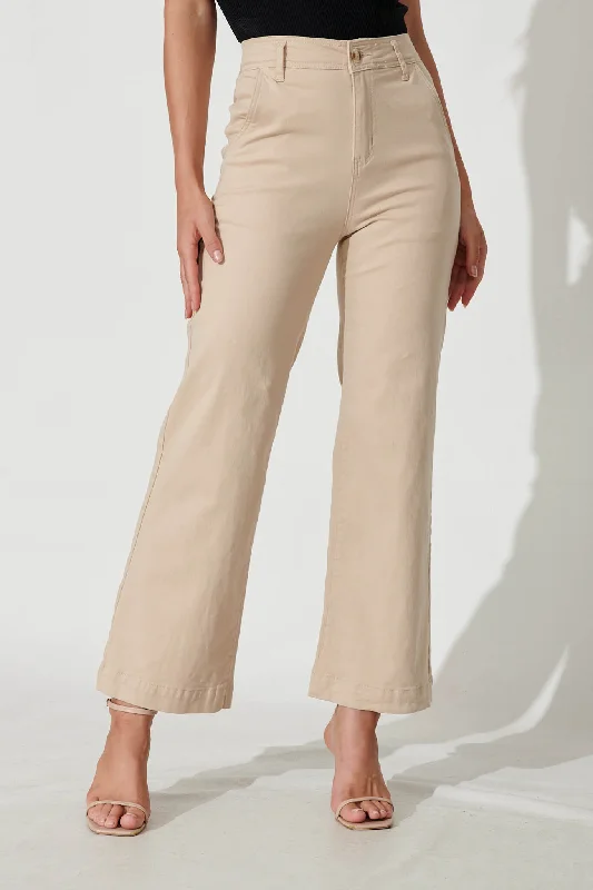 Price Drop Motion High Rise Wide Leg Jean In Beige Denim