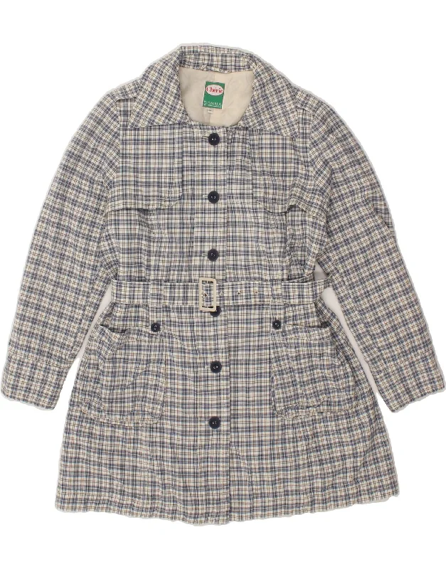 Weekend Savings Spree VINTAGE Womens Belted Overcoat IT 44 Medium Blue Check