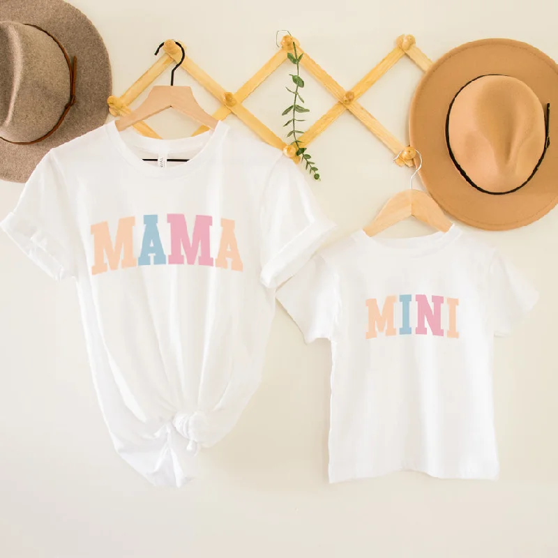 Deal Alert Pastel Mama & Mini College Matching White T-Shirts
