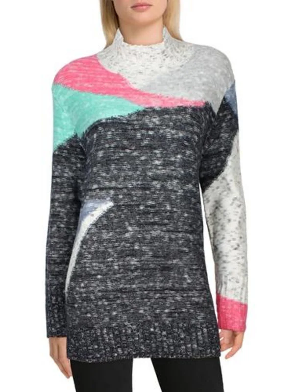 Midnight Madness Womens Marled Long Sleeve Mock Turtleneck Sweater