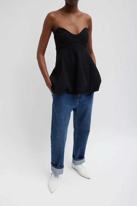 Best Deals Tibi Melee Crepe Strapless Top - Black