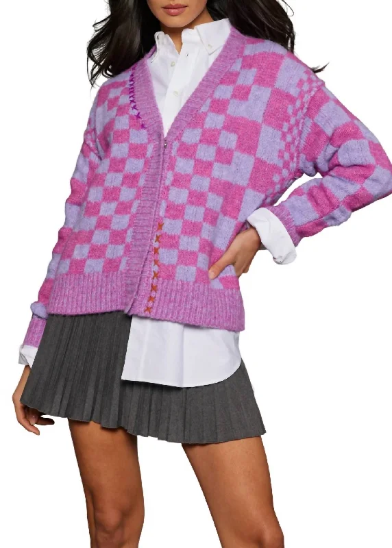 Seasonal Sale Check Me Out Cardigan In Rhubarb