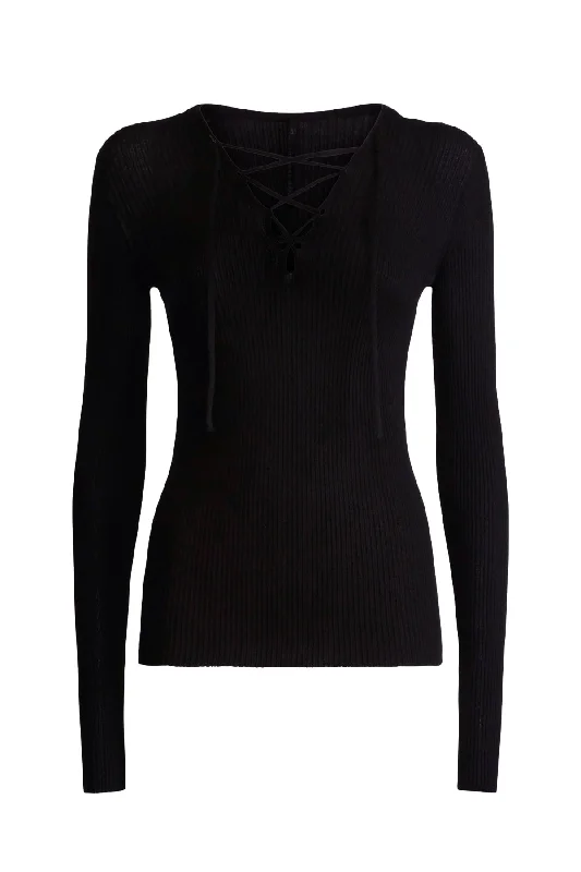 Special Offer Petar Petrov Valli Rib Knit V-Neck Top - Black