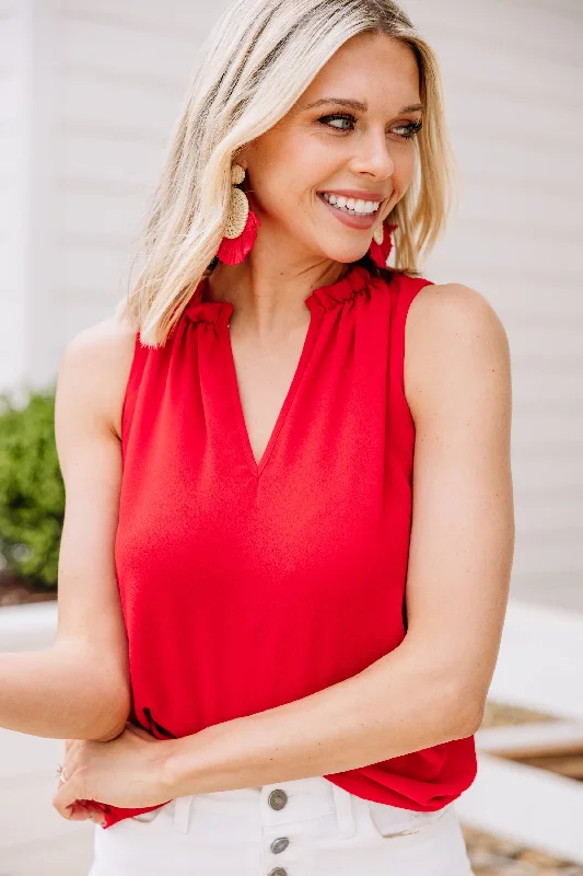 Doorbuster Deal Be The One Red Ruffled Tank