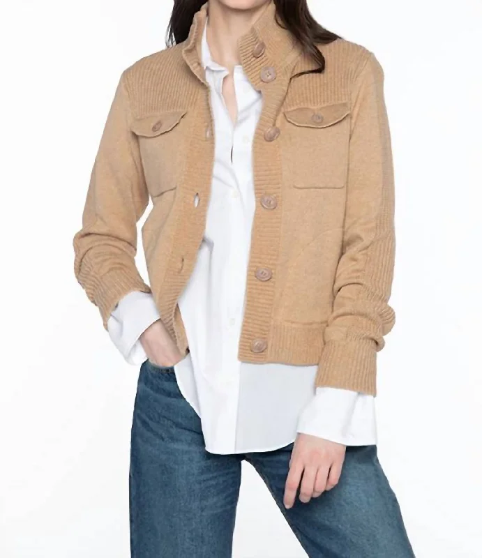 Don't Miss Cargo Cardigan In Camel