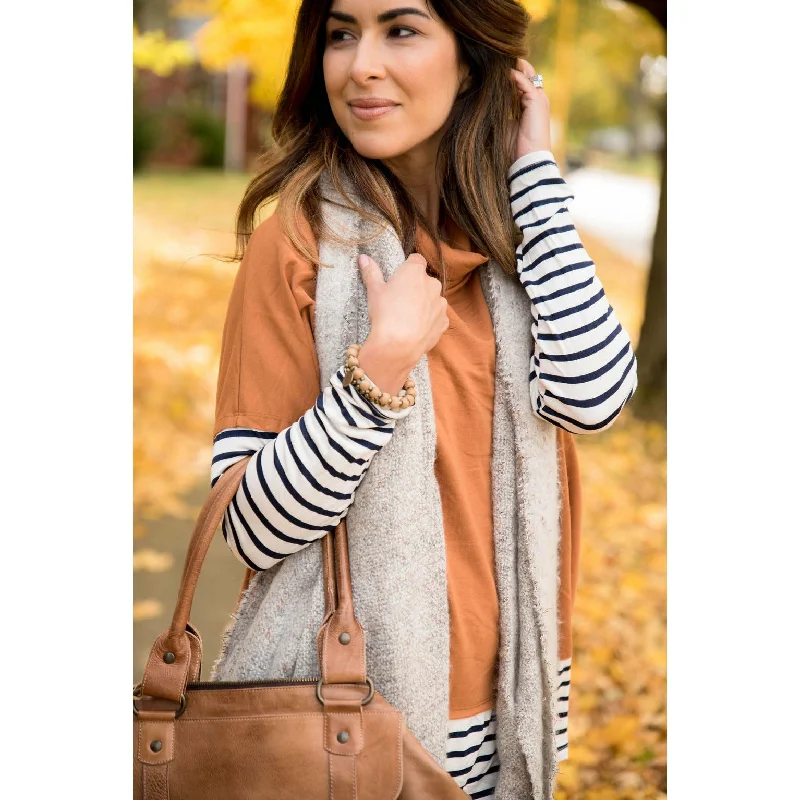 Limited Time Offer Cognac Striped Cowl Sweatshirt