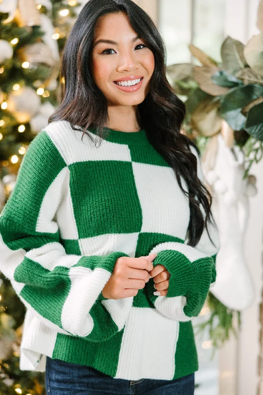 Exclusive Savings Can't Move On Emerald Green Checkered Sweater