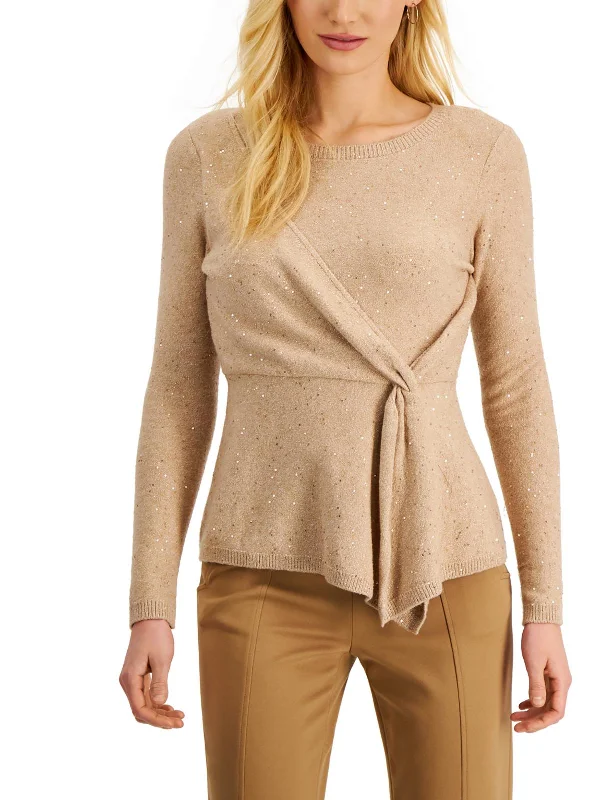 Discount Mania Womens Metallic Knit Pullover Sweater