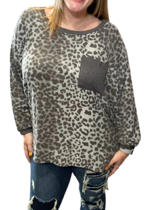 Big Discounts Oversized Snow Leopard Sweater In Grey