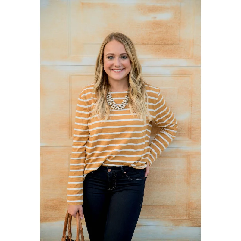 Hot Deal Button Back Striped Sweatshirt