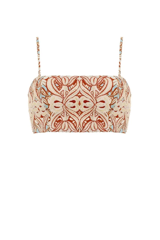 Price Drop Agua by Agua Bendita Acara Embroidered Cropped Top - Calados