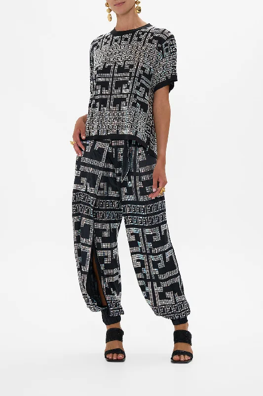 Best Bargains ASYMMETRICAL BELTED PANT READ MY GLYPHS