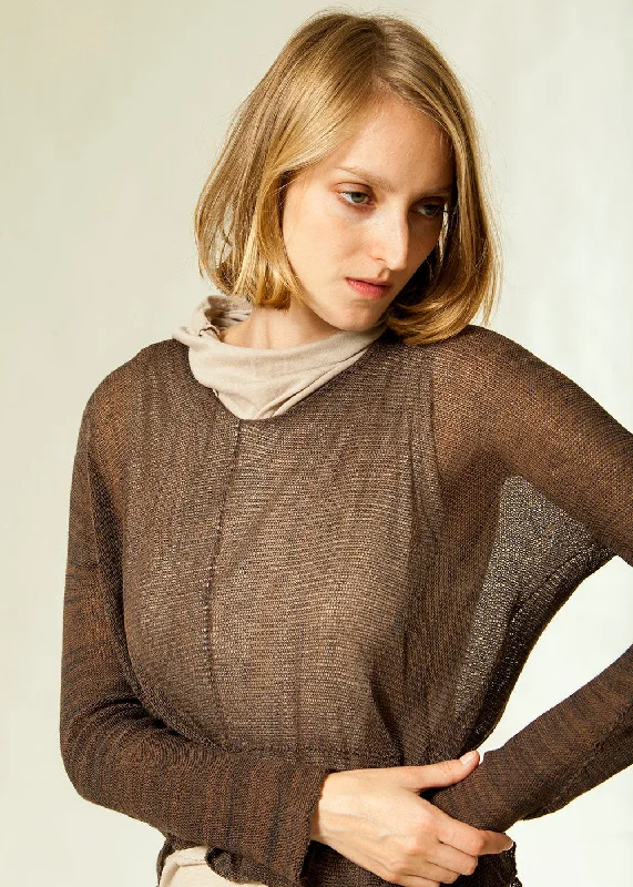 Early Access Oversize sheer shirt - Brown Soy