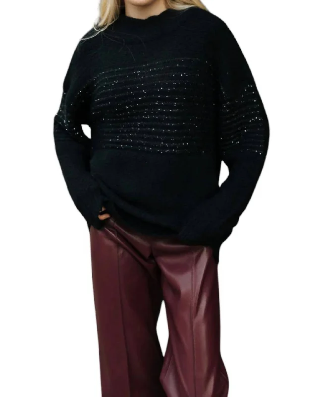 Deal Explosion Glitter Stripe Sweater In Black