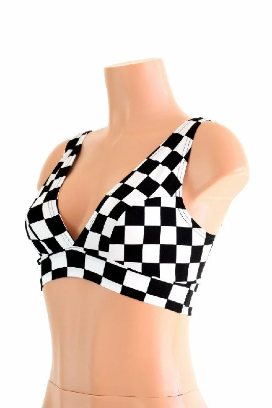 Can't Miss Starlette Bralette in Black & White Checkered