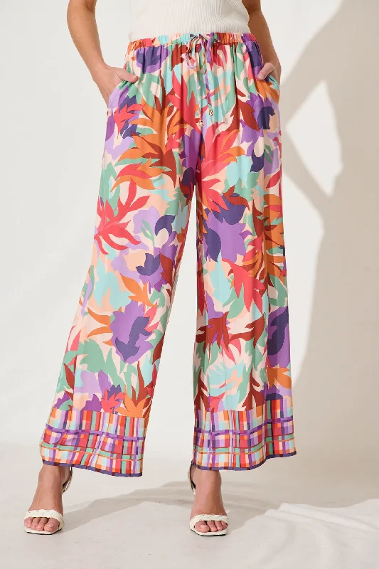 Lowest Prices Romeo Pant In Bright Multi Leaf Print