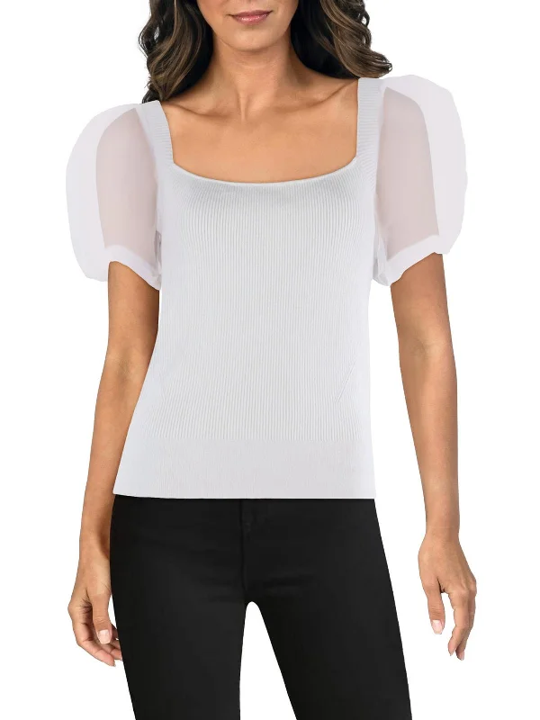 Weekend Discounts to Grab Krista Womens Square Neck Ribbed Crop Sweater