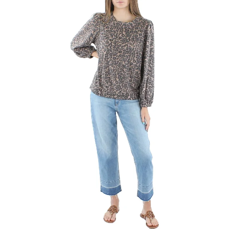 Buy Now Womens Animal Print Waffle Pullover Sweater