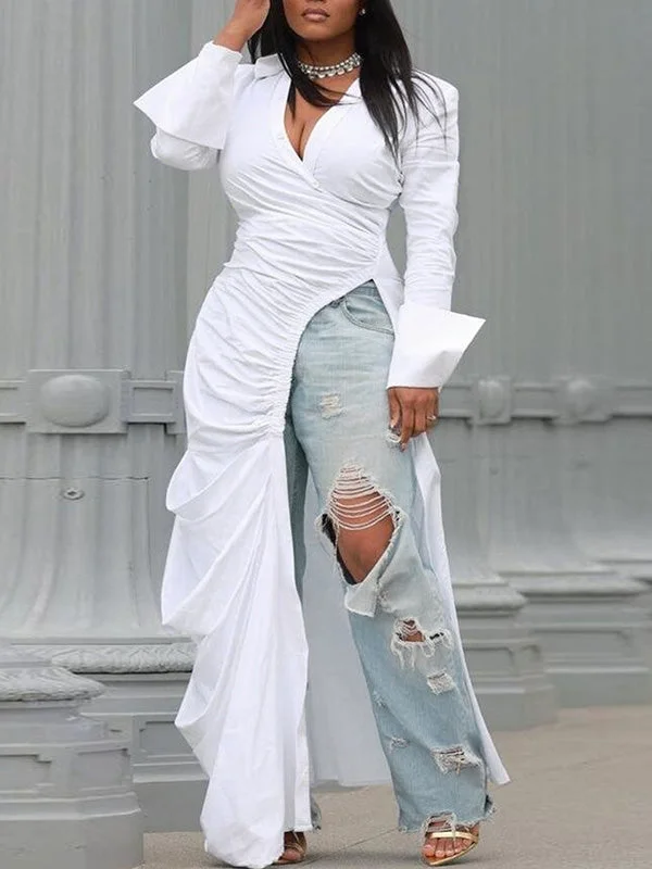 Weekend Specials to Delight Solid Slit Tunic Shirt