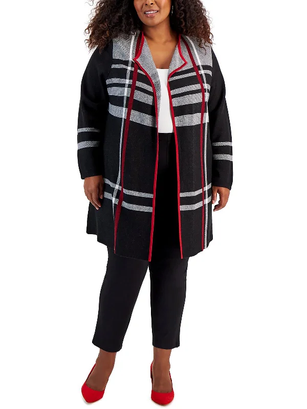 Weekend Offers That Sizzle Plus Womens Checkered Cotton Cardigan Sweater