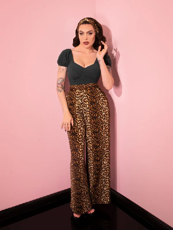 Daily Special COMING BACK SOON - Vacation Pants in Leopard Crepe - Vixen by Micheline Pitt