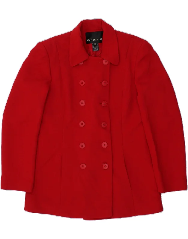 Bargain Prices WAREHOUSE Womens Pea Coat UK 12 Medium Red Polyester