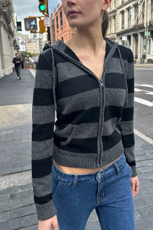 New Arrival Alana Wool Stripe Zip-Up Sweater