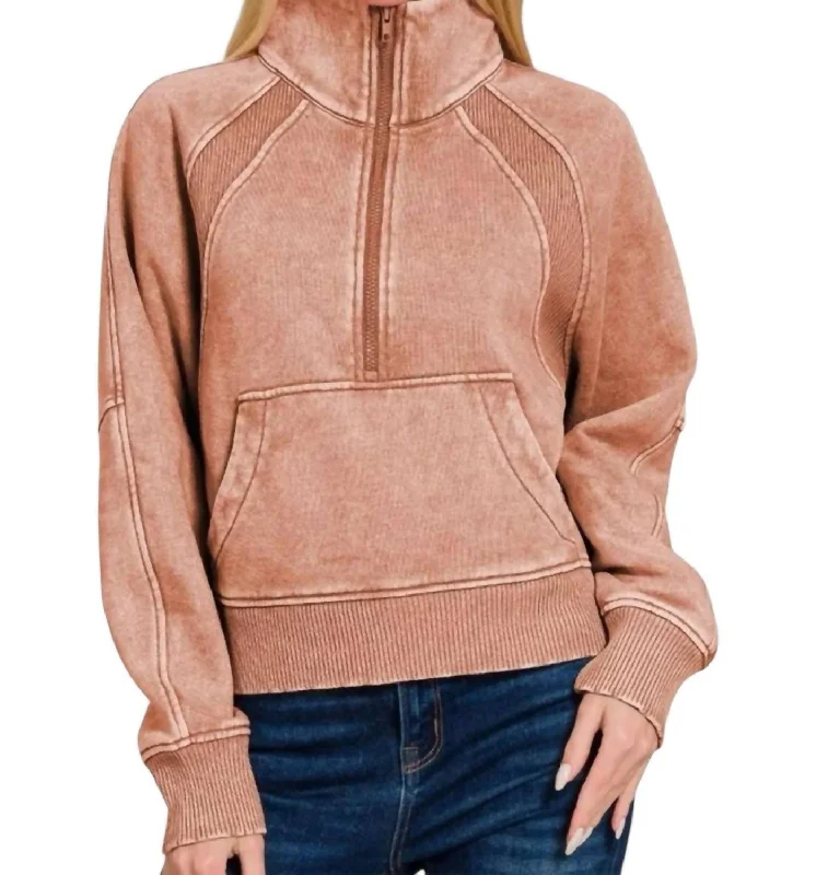 Special Buy Alice Half Zip Fleece Pullover Sweater In Rust