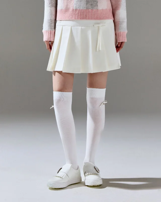 Online Exclusive Ribbon pleated culotte pants - Ivory